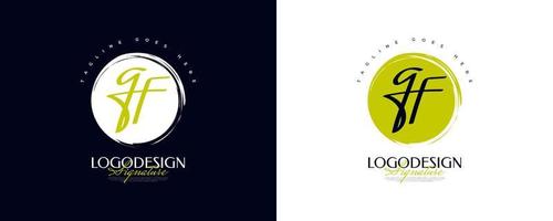 diseño inicial del logotipo g y f en un estilo de escritura elegante y minimalista. logotipo o símbolo de la firma gf para bodas, moda, joyería, boutique e identidad comercial vector