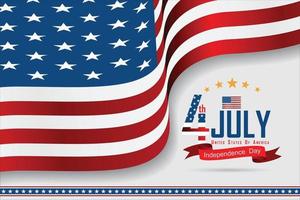 United states of America happy independence day greeting card, banner, horizontal vector illustration. USA holiday 4th of July design element with American flag with curve