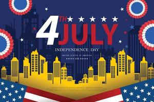 United states of America happy independence day greeting card, banner, horizontal vector illustration. USA holiday 4th of July design element with American flag.