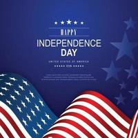 4th of July banner Vector illustration. Independence Day, US flag with 4th of July on blue background.