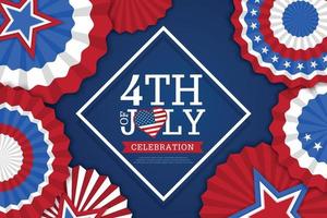 4th of July banner Vector illustration. Independence Day, US flag with 4th of July on blue background.