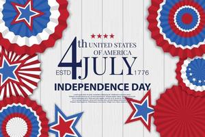 Independence day USA american flag decor.4th of July celebration poster template.Vector illustration. vector