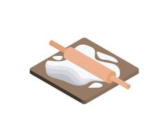 Isometric style illustration of a wooden dough tool vector