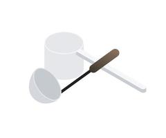 Isometric style illustration of a ladle vector