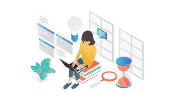 Isometric style website development illustration vector