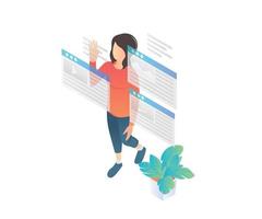 Isometric style website development illustration vector