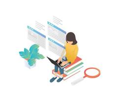 Isometric style website development illustration vector