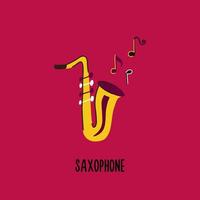 Jazz musical instrument saxophone with notes vector