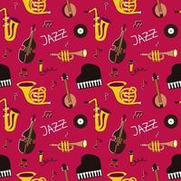 Seamless pattern with jazz musical instruments vector