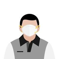 An employee man wear hygienic mask to protect virus infection vector on white background