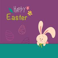 Easter rabbit design concept. Happy Easter banner with bunny and eggs. Vector Illustration.