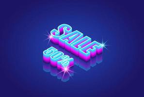 texto de venta 50 por ciento de diseño moderno en estilo 3d vector