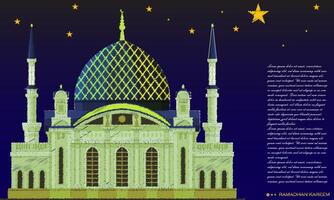 vector illustration, mosque design in line art style, islamic background