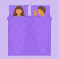 A sleeping married couple. Night rest is restorative. A comfortable environment for sleeping. Flat. Vector illustration