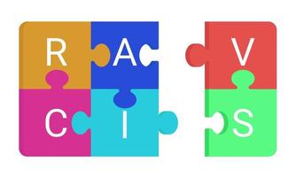 Raci with addition verifier and signatory. The image of the responsibility matrix in the form of assembled puzzles. Concept. Vector illustration.