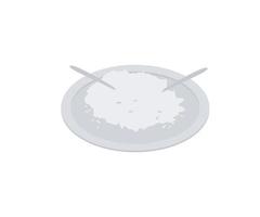 Isometric style illustration of rice on a plate vector