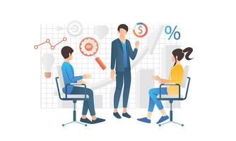 Illustration of isometric style business presentation and training vector