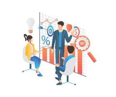 Illustration of isometric style business presentation and training vector