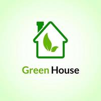 Simple, unique, and creative greenhouse logo. Leaf and house icon in green. concepts of ecology, hydroponics, environmental socialization vector