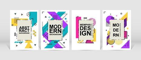 diseño geométrico de moda. conjunto de diseño moderno de memphis. diseño de fondo geométrico colorido. aplicable para volante, folleto, portada, revista, libro, pancarta, etc. vector