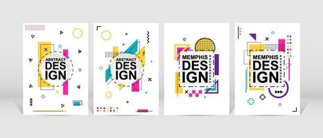 Trendy geometric design. Cool memphis poster background. Set of trendy memphis design. Colorful geometric background. Applicable for flyer, brochure, cover, magazine, book, banner. vector