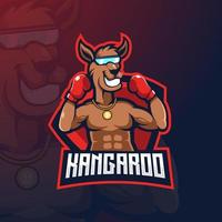 Boxer Kangaroo mascot logo design illustration vector