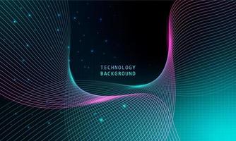 abstract wave technology background with blue light smooth and flow. vector