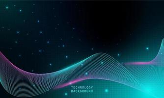 abstract wave technology background with blue light smooth and flow. vector