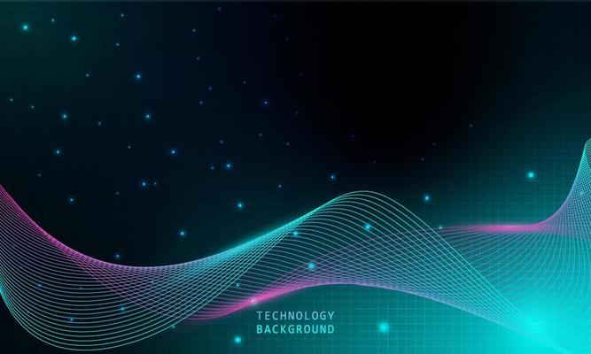 abstract wave technology background with blue light smooth and flow.
