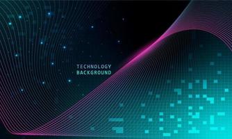 abstract wave technology background with blue light smooth and flow. vector