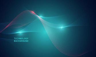 abstract wave technology background with blue light smooth and flow. vector