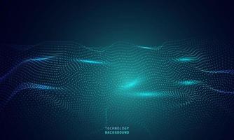 abstract wave technology background with blue light smooth and flow. vector