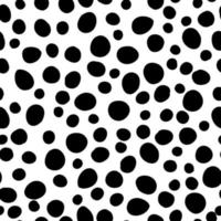 Black and white spots circles vector seamless pattern. Seamless background with modern monochrome dots. Texture of dark shapes for fabric, wrapping paper, scrapbooking.