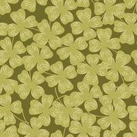 Four leaf clover vector seamless pattern. Lucky clover leaf four petals cartoon texture. Green shamrock for St. Patrick's Day, Irish Holiday beer festival background for fabric, wallpaper, wrap paper