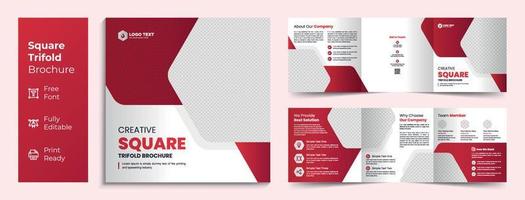 Creative business square trifold brochure template design vector