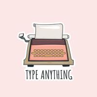 Colorful Hand drawn retro typewriter stickers
