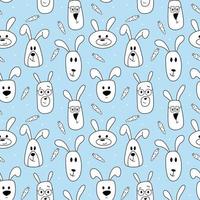 Pattern with rabbits and carrots on a blue background vector