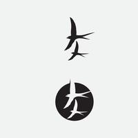 pájaros y golondrina diseño de logotipo de paloma y alas de animales vectoriales y pájaro volador vector