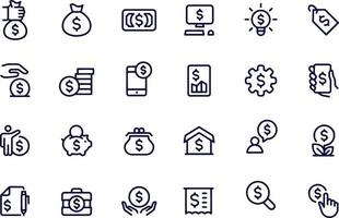 dollar sign line icons vector design