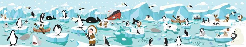 North pole Arctic Cartoon  landscape concept vector