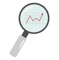 Magnifying glass with graph icon vector