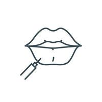 icono de línea de inyección de labios. labios de aumento, corrección, inyección, relleno, plástico. ilustración vectorial vector