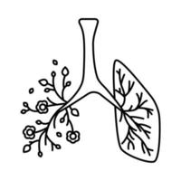 Mental health. Human lungs  line icon.  Mind concept. Vector illustration