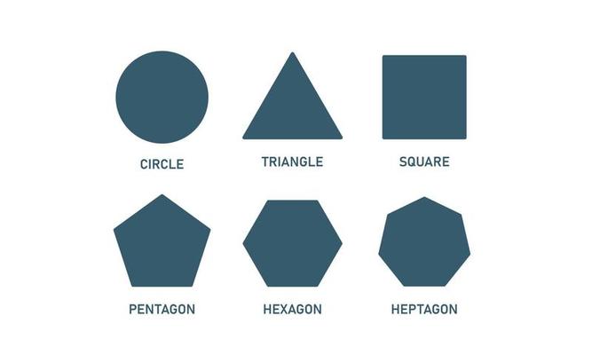 Math shapes, type of polygons. Basic elements. Vector