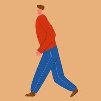 Illustration Vector Design of Walking Man Character Taking Steps Forward Side View Vector Illustration