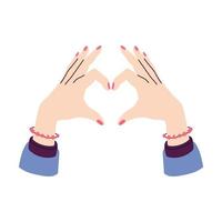 Girl hands making a heart shape sign vector