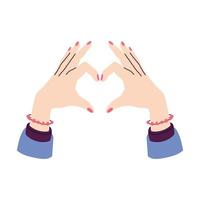 Girl hands making a heart shape sign vector