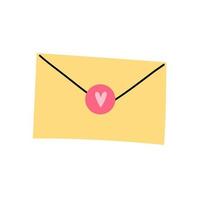 Envelope letter with heart-shaped wax seal vector
