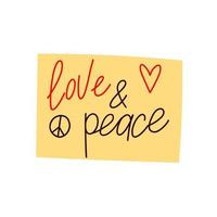 Sticker with lettering 'Love and Peace' and peace sign vector