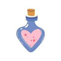 elixir de amor en botella en forma de corazón vector